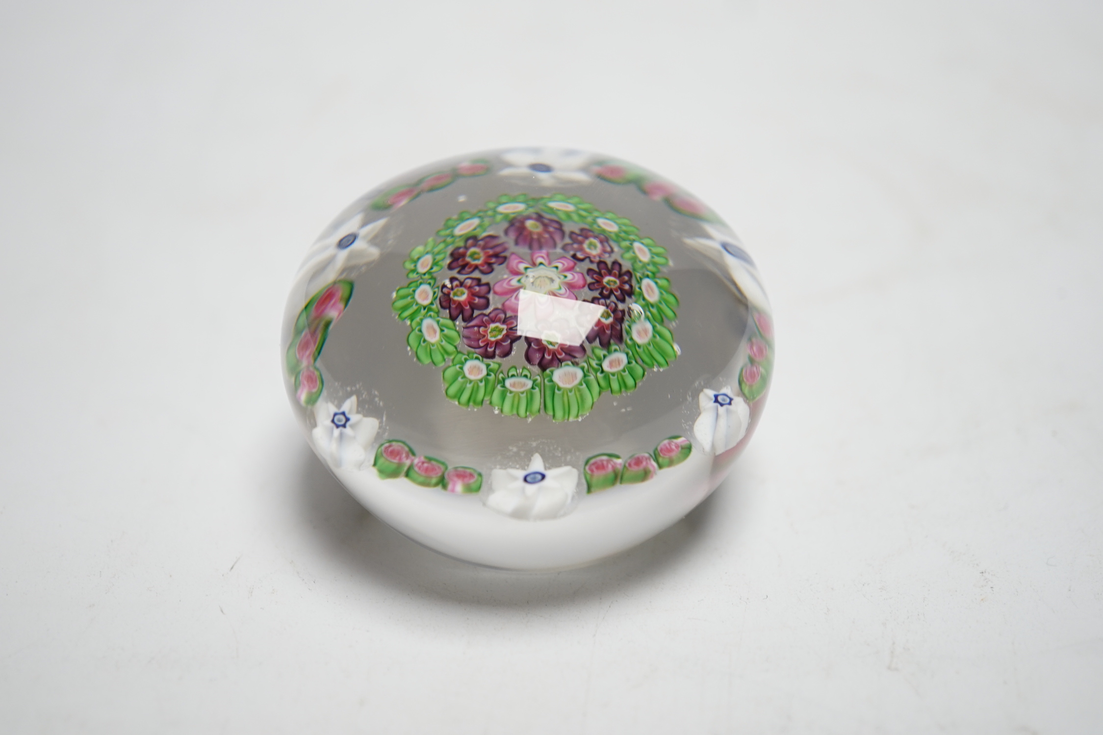 A Clichy garland floral paperweight, 6cm